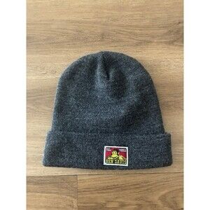 Ben Davis Logo Cuffed Knit Beanie Charcoal Gray Winter Hat One Size